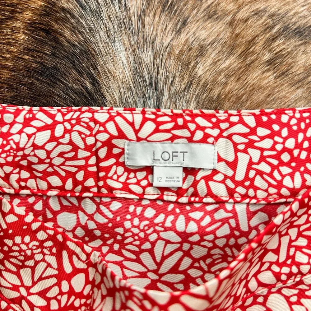 LOFT Vibrant Red and Cream Maxi Skirt - Picture 3 of 4